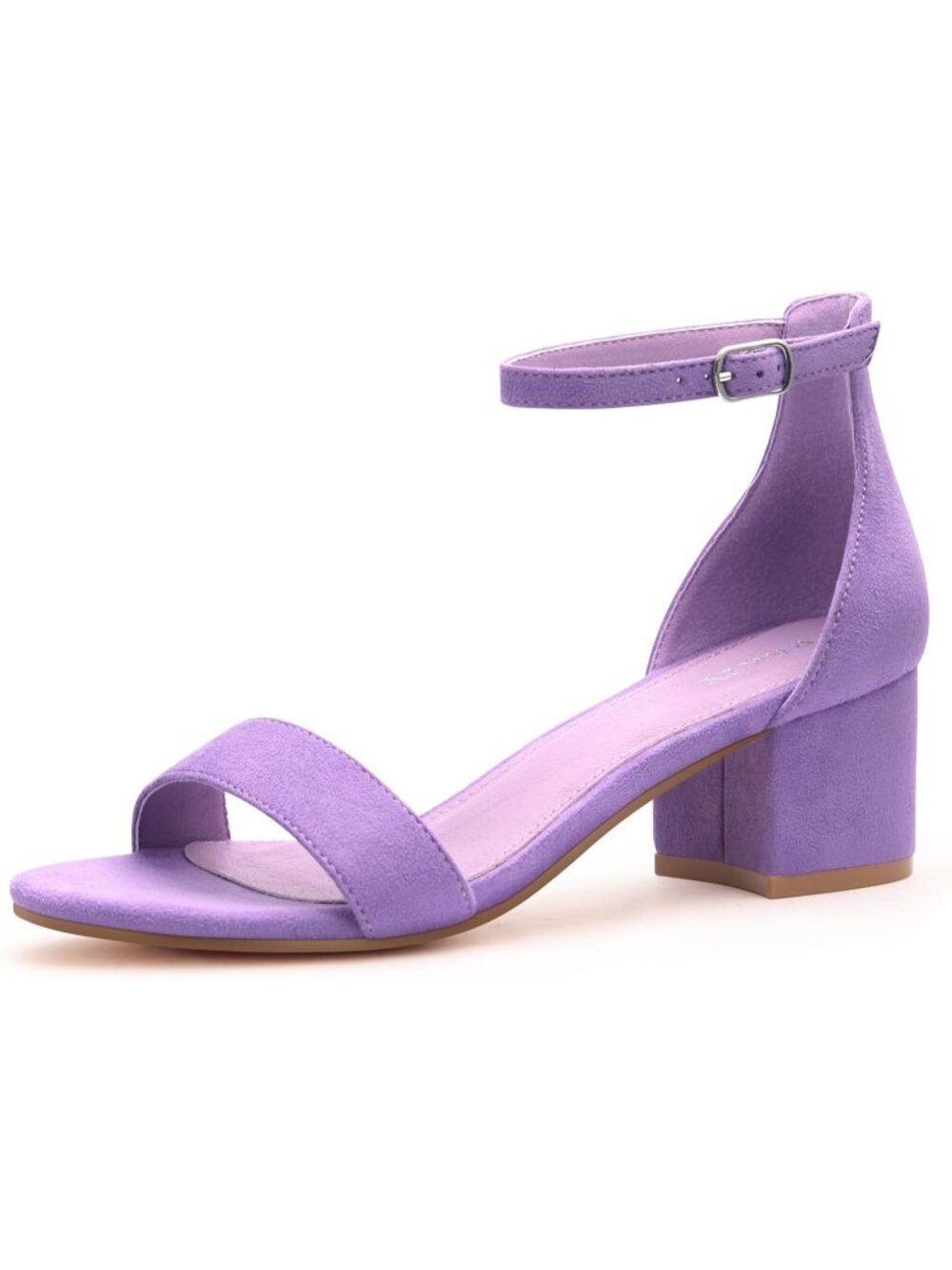 Women's Purple Faux Suede Open Toe Ankle Strap Low Block Chunky Heels Sandals